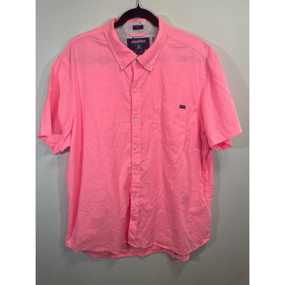 Chubbies Pink Short Sleeve Button Down Shirt Men's X-Large Casual Summer Beach‎